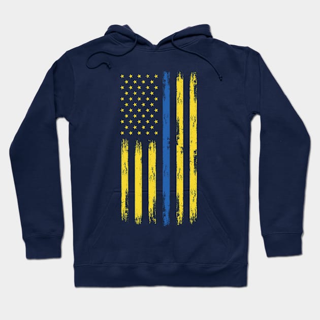 We support Ukraine, Free Ukraine, Ukrainian American flag design Hoodie by laverdeden